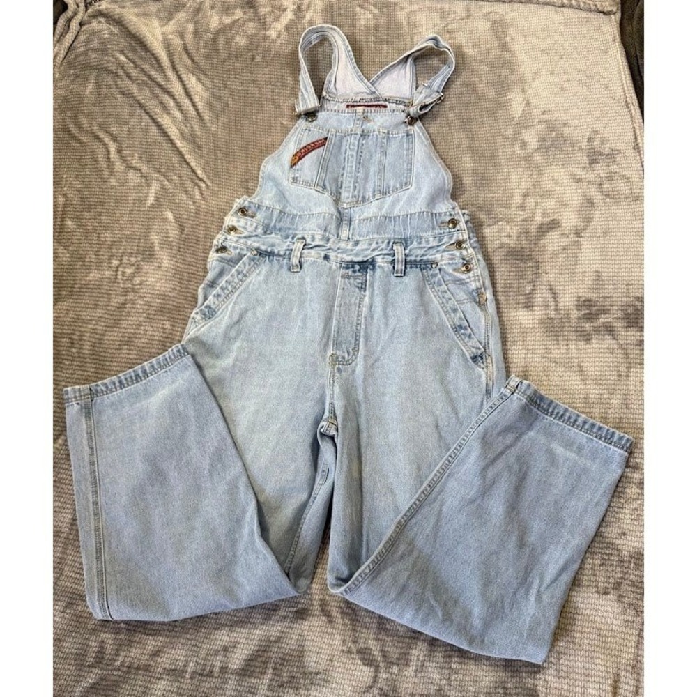 Unionbay Vintage 90s Light Wash Denim Overalls Baggy Wide Leg Mens Medium 34X27.